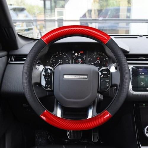 38cm Genuine leather+Carbon Fiber for Land Rover VELAR SPORT Car Steering Wheel Cover Leather Auto Accessories
