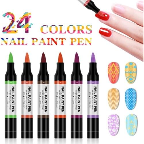 4ml 24 Color Nail Polish Paint Pen 3D Flower Pen Paint Nail Point Flower Pen Water-based Manicure Polish Pen Nail Art TSLM1