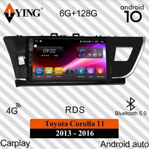IYING Android Auto Carplay For Toyota Corolla 11 2013-2016 Car Radio Multimedia Video Player Navigation GPS Android 10 Screen