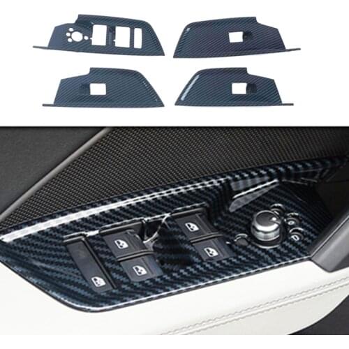 Car Accessories Window Glass Lifting Switch Buttons Frame Decoration Sticker Trim For Audi A3 8Y 2021 LHD Carbon Fiber Color