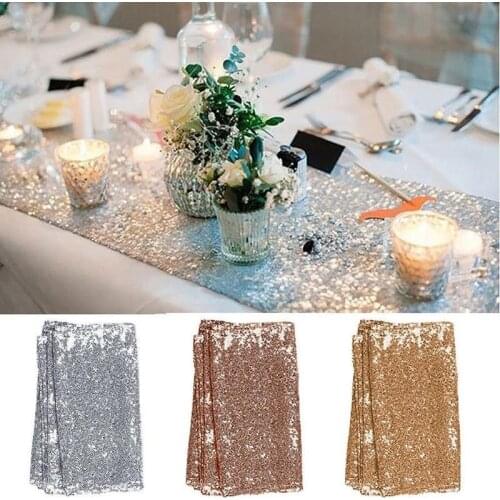 1pcs Sequin Table Runner Sequin Chair Sashes Bow 30x275cm/30x180cm for Christmas Party Table Chair Decorations Home Decor