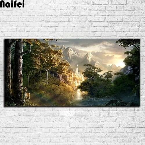 Large 5D DIY Diamond Painting Castle In The Mountains Pictures Full Mosaic Embroidery Wall Decor