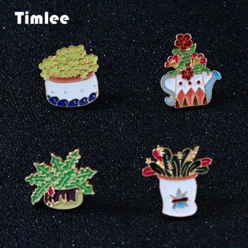 Timlee X060 New Cute Plant Flower Metal Brooch Pins Wholesale