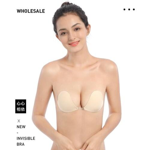 Tianlanzhong Strapless Invisible Bra Sexy Seamless Push Up Silicone Bras For Women Skin Black Sexy Lingerie Drawstring Bralette