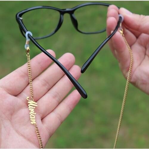 Personalized Name Glasses Chain Necklace Custom Jewelry Stainless Steel Eyeglasses Chain Holder Rose Gold Sunglasses Link Women