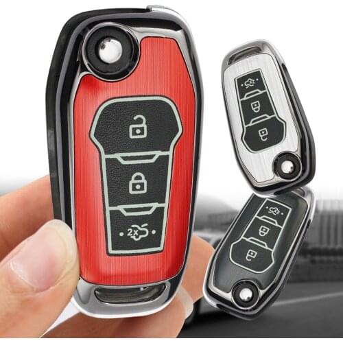Aluminum Alloy Car Key Case Cover Key Chain Key Holder Shell For Ford Fusion Fiesta Escort Mondeo Everest Ranger Car Accessories