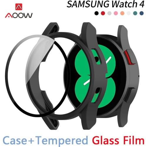 Case+Tempered Glass Film for Samsung Galaxy Watch 4 44mm/40 TPU Plated All-around Anti-fall Screen Protector Cover Classic 46mm