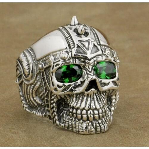 CZ Eyes 925 Sterling Silver Gothic Tattoo Skull Ring Mens Biker Rock Punk Ring 9GX05 US Size 7 to 15