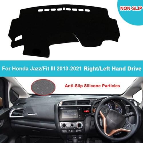 Flannel Suede Polyester Car Dashboard Cover Dash Mat For Honda Jazz Fit III 2013-2021 Dashmat Carpet Cape Car Rug Protector