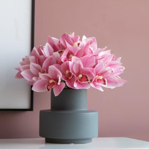 Artificial Bouquet 4 Head Hand Tie Feel Cymbidium Faberi Artificial/Fake Flower Home Ornamental Flower Home Decore Artificial