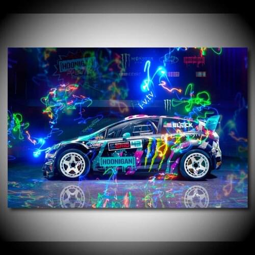 Canvas Paintings Fords Fiesta ST RX43 RC Rally Car Racing Car Posters Modern Wall Art Picture Prints for Living Room Decor