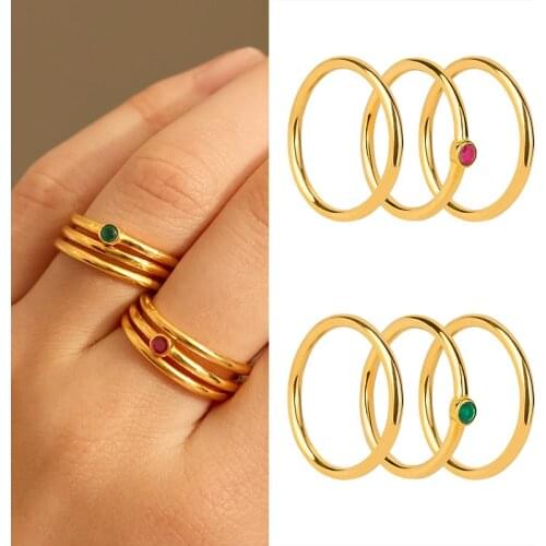 24k Gold-Plated Silver Minimalist Three Circle Finger Ring For Women Engagement Anniversary Party Gift Ring Anillos Fine Jewelry