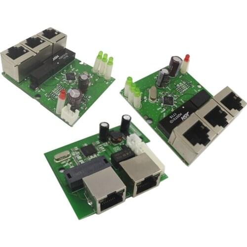Fast switch mini 3 port ethernet switch 10 / 100mbps rj45 network switch hub pcb module board for system integration module