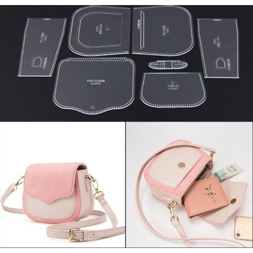 1Set Acrylic Stencil Template DIY Leather Craft Women Shoulder Bag Sewing Pattern Handmade Leathercraft Tool Set