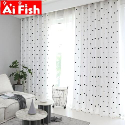 Nordic Classic Black and White Dot Bedroom Opaque Curtain Light Luxury Circle Print Geometric Half Shading Curtains for the room