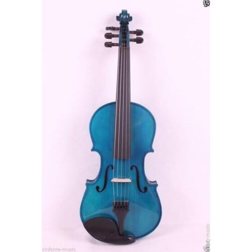 New 5 String 4/4 Electric Violin Acoustic Violin Full Size Ebony Fittings Violin Bow Case Fiddle Blue