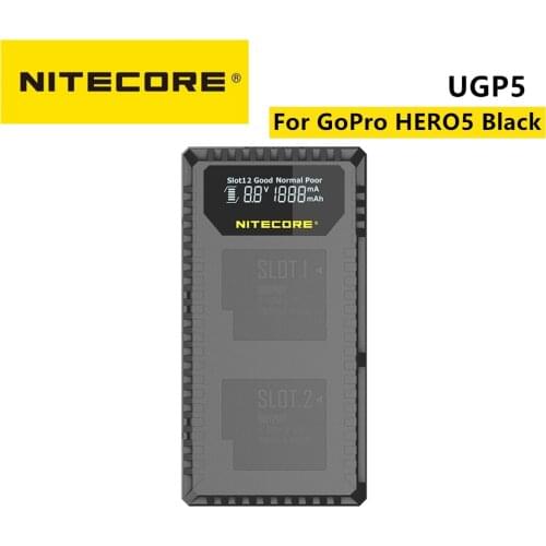 Original Nitecore UGP5 For GoPro HERO5 Black USB Dual Slots Charger For gopro hero 5 gopro hero 6 gopro hero 7 Black Battery