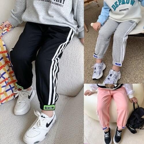 MILA CHOU 2021 Autumn Children Sweatpants For Boys Girls Sport Trousers Baby Cotton Casual Pants Kids Outwear Pants Clothing