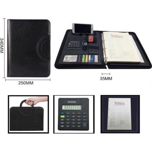 File Folder A4 Fichario Ring Binder Case for Document Organizer Office Manager Padfolio File Cabinet Holder Zipper Briefcase Bag