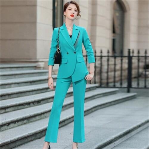 Professional suit pants women female autumn New Large size casual business suit + bell bottom two-piece OL suit women S-5XL
