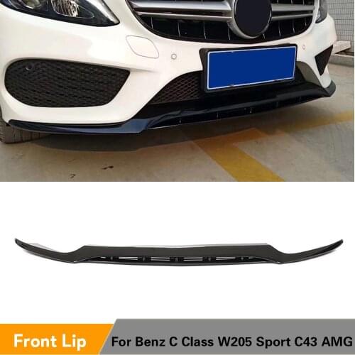 Front Bumper Lip Splitters For Mercedes-Benz C Class W205 Sport C43 AMG 2015 - 2018 Front Bumper Lip PP Glossy Black