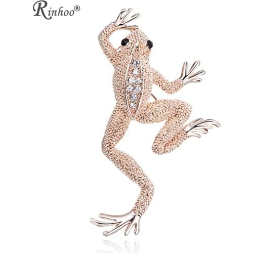 RINHOO Frogs Brooches For Women Animal Accessories Cute Enamel Pins Rhinestone Two Colors Vintage Fashion Men Jewelry Gifts Pin