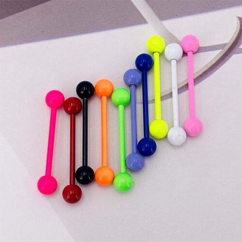 10Pcs Multicolor Colorful Flexible UV Silicone Tongue Nipple Stud Bar Ring Barbell Piercing Body Jewelry Neuspiercing punção