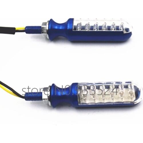 Motorcycle Blue LED Turn Signal Indicator Lights Clear Lens Cruiser Chopper Cafe Racer ld School Bobber Touring Dirt bike