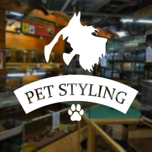 Pet Styling Salon Sign Custom Logo Wall Sticker Vinyl Home Decor Interior Window Decals Pet Shop Dog Footprints Decoration 2078