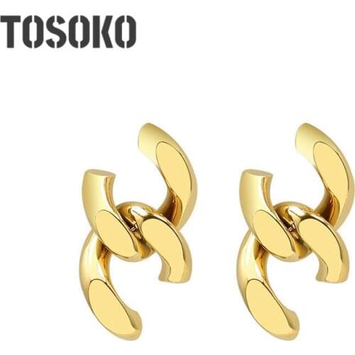 TOSOKO Stainless Steel Jewelry Chain Stitching Earrings For Womens Fashion New Year Earrings BSF393