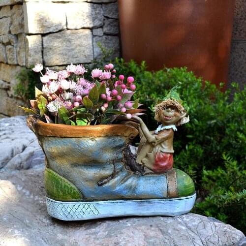 Cartoon Clown Shoes Flower Pot Figurines Decor Outdoor Lawn Villa Courtyard Ornaments Crafts Garden Landscape Balcony Decoration