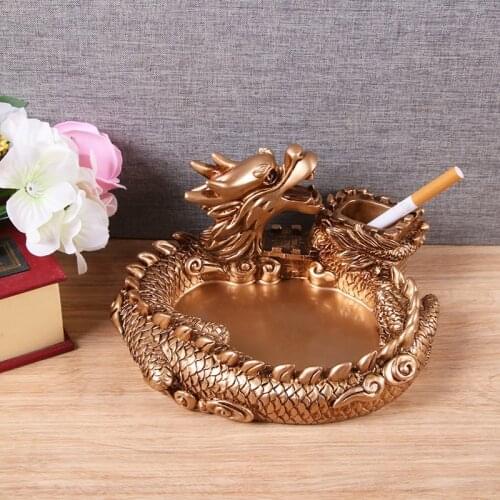 NEWYEARNEW Lucky Dragon Ashtray for Car Creative Personality Cigarettes Ash Tray Decoration Home Furnishing Gifts