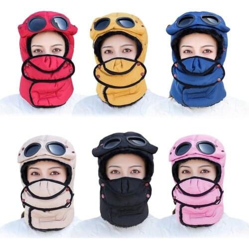 Winter Warm Hat Cap Women Outwear Waterproof Hood Hat with Glasses Balaclava Original Design Fashion Windproof Soft Ski Ear Hat