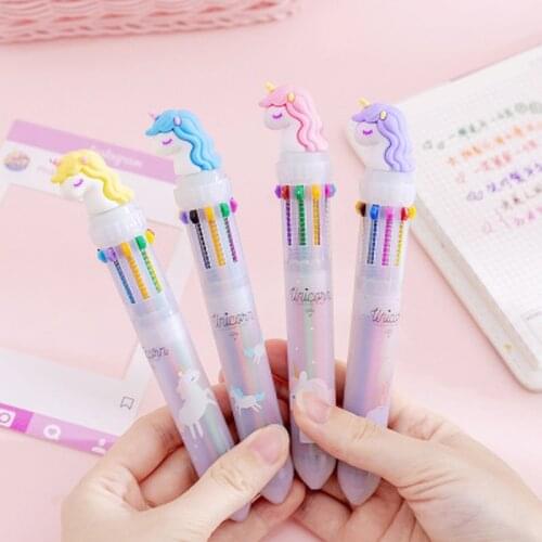 1pcs Unicorn 10 Color Pen Stationery Novelty Student Gel Pens Cartoon Cute Pens Kawaii Stationery Gel Pen Kawaii School Supplies