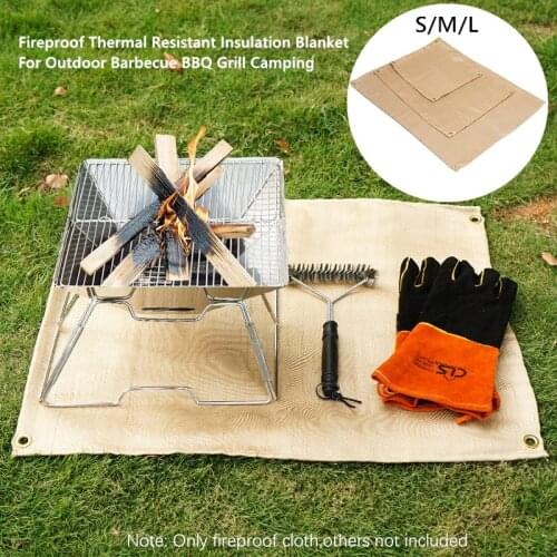 1Pc Outdoor Camping Fire Blanket Barbecue Heat Insulation Pad Emergency Fire Protection Cover