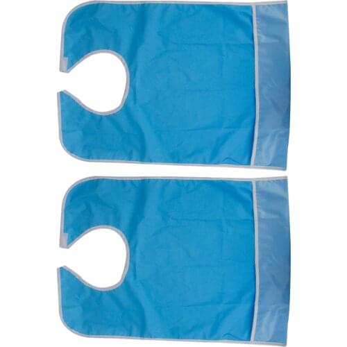 2x Waterproof Adult Mealtime Bib Protector Disability Aid Apron - Sky Blue