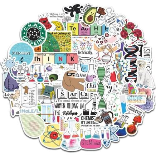 50PCS Science Physics Chemistry Lab Stickers For Case DIY Luggage Laptop Skateboard Motorcycle Bicycle Decal Kids Toy Stickers