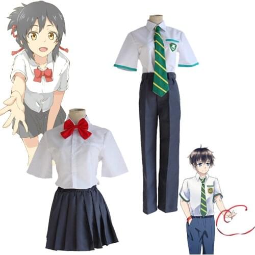 Anime Kimi no Na wa Your Name Tachibana Taki Miyamizu Mitsuha Cosplay School Uniform Outfit