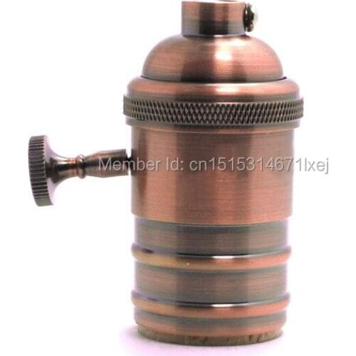 Free shipping vintage edison style bulb holder knob switch antique brass lamp holder e26 e27