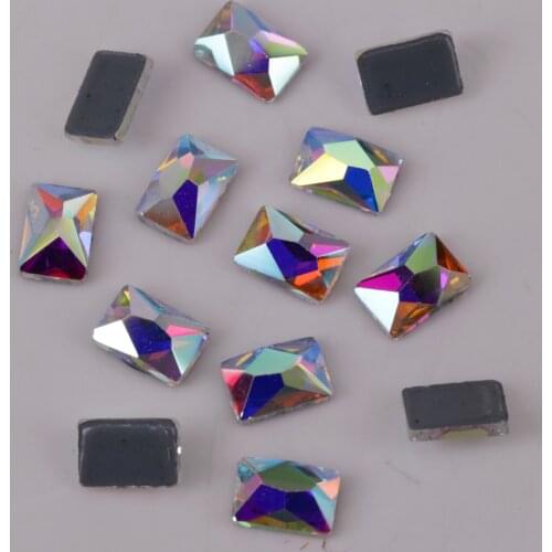 Lead Free 4x6mm, 6x8mm Crystal AB Cosmic Flat Back Hotfix Rhinestones / Iron On Flat Back Crystals