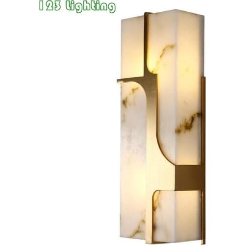 Cuboid Marble LED Wall Sconce Art Design Living room Bedroom Wall Light Gold Metal Surface Mount Hotel Wall lamp Unique Lighting