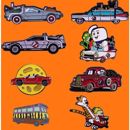 Sports Car Enamel Pins Family Trip Metal Cartoon Brooch Backpack Hat Bag Collar Lapel Badges Men Women Fashion Jewelry Gifts