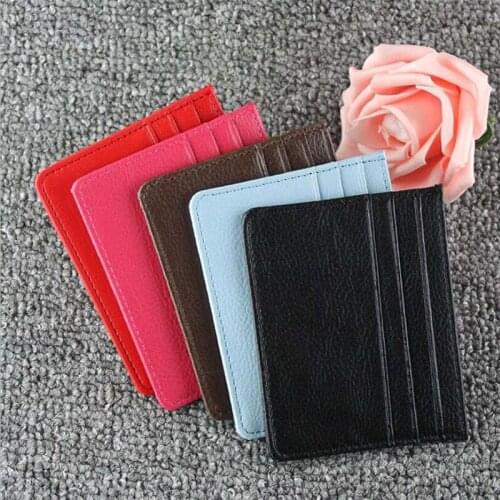 Pu Leather ID Card Holder Candy Color Bank Credit Card Box Multi Slot Slim Card Case Wallet Women Men Business Card Cover