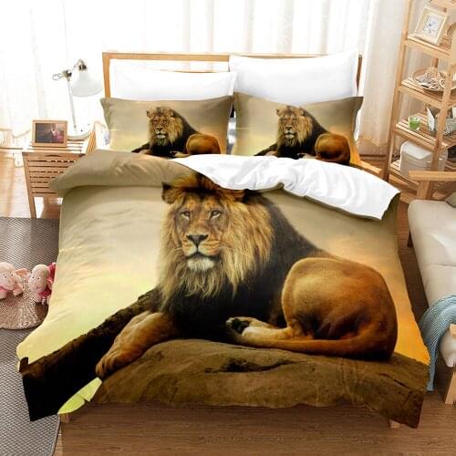 Lion Horse Printed Duvet Cover Set Twin Queen King Size Animal Bedding Set Quilt Cover Bedclothes Pillow Cases For Children Kids