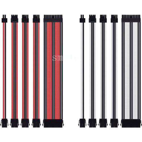 18AWG AT X Extension Sleeved Cable Kit ATX24Pin/EPS 4+4Pin/PCI-E 8Pin/PCI-E 6Pin Female to Male PSU Extension Power Cord