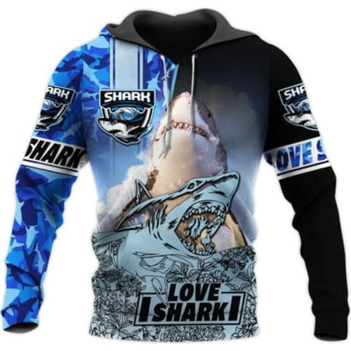 Fashion love shark Sweatshirt 3D printing Sweatshirt Hoodie zipper Hoodie casual mens and womens street Sweatshirt