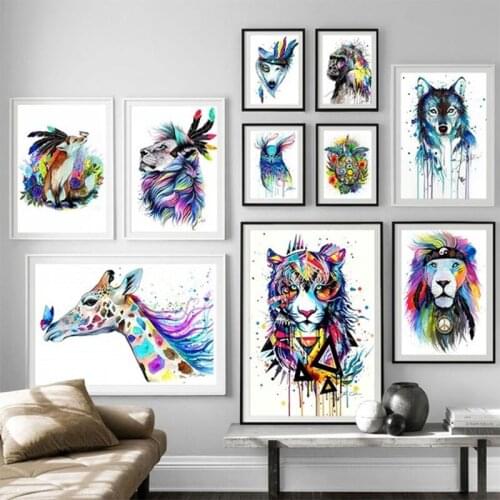 Abstract Lion Gorilla Wolf Fox Animals Diamond Painting Cross Stitch Kits Diamond Embroidery Full Diamond Mosaic Home Decor
