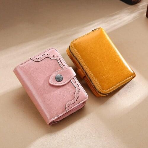 2021 New For Women Wallet Leather Luxury Card Holder Clutch Korean Multi-Card Position Zipper Buckle Coin Purse Wallet Women