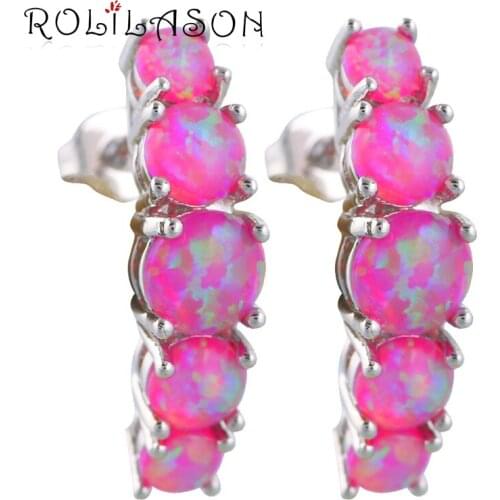 Girls party Wholesale & Retail White Purple Fire Opal Silver Stamped Dangle Earrings for women Fashion Opal Jewelry OE518