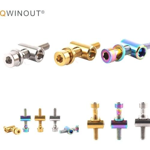 QWINOUT 2pcs M5x30/35mm Seat Post Bolts Titanium Alloy Seatpost Fixing Bolt Bicycle Screws Bike Parts Rainbow Saddle Fixed Screw
